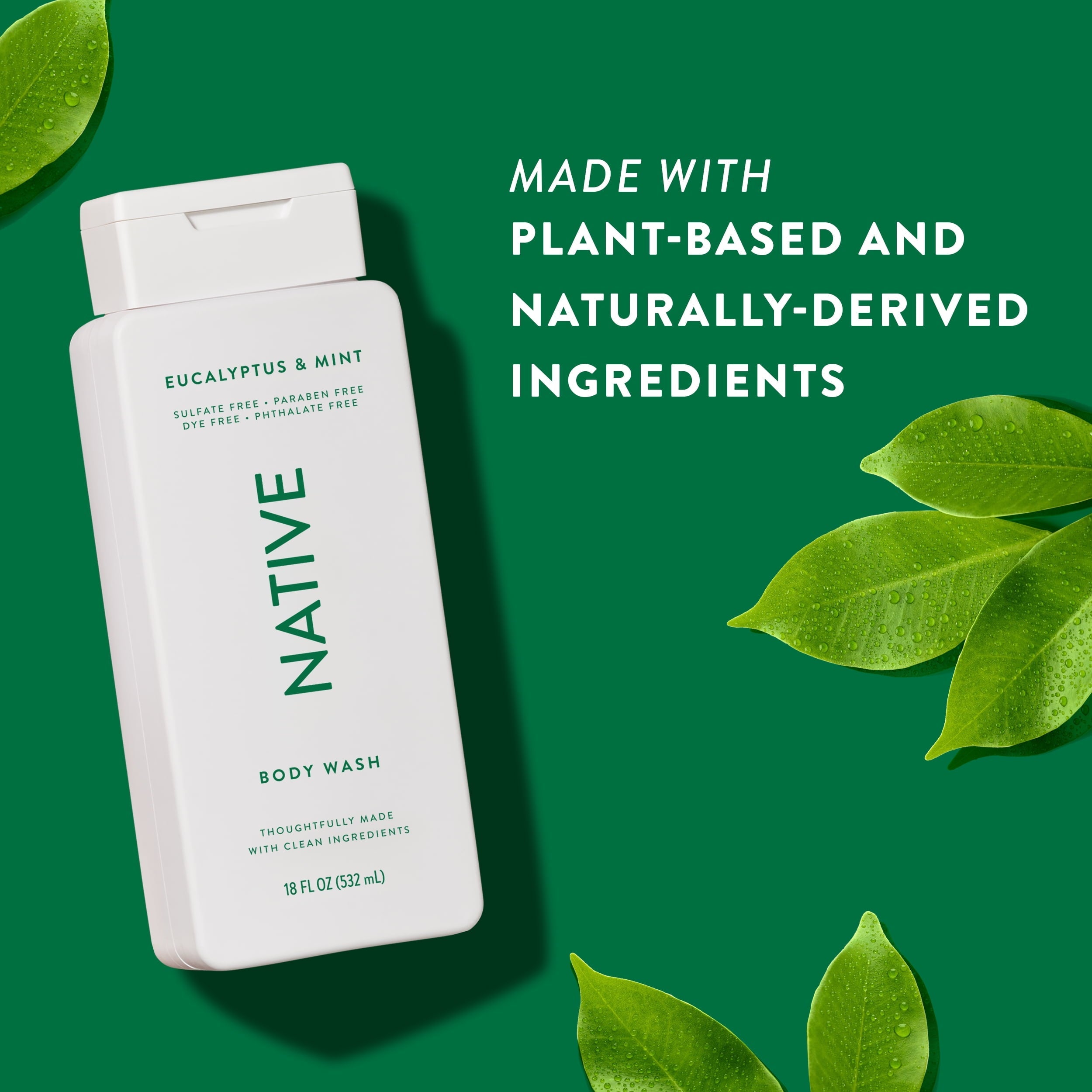 Body Wash, Eucalypts & Mint, Sulfate Free, Naturally Derived Ingredients, 24hr Freshness, for Women & Men, 18fl oz