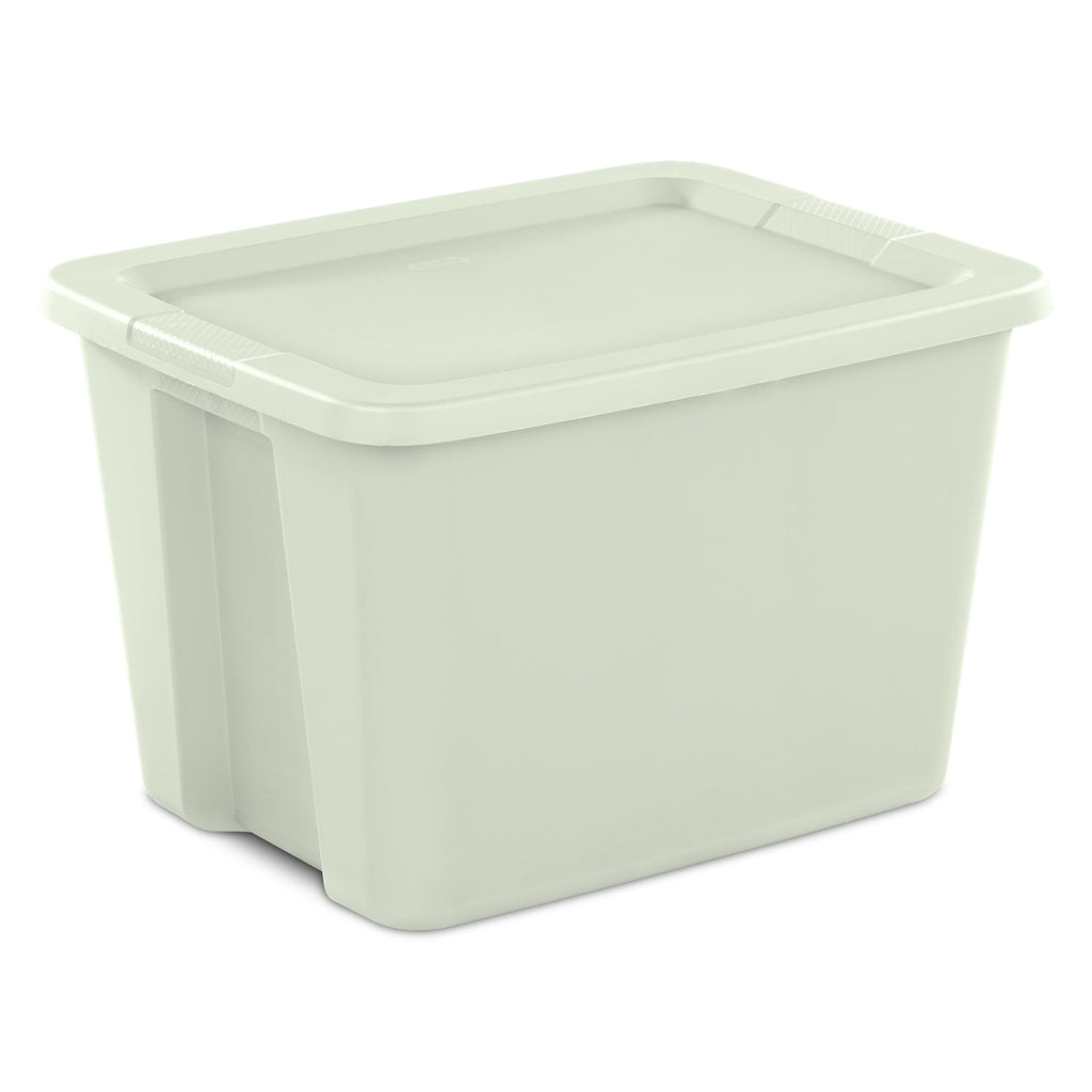 18 Gallon Tote, Plastic Storage Bin with Snap-on Lid, Light Green