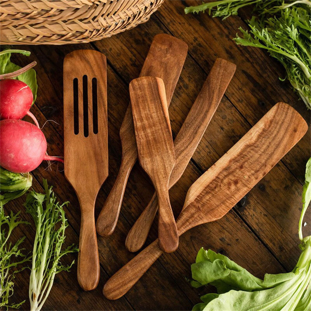 Clearance!! Wooden Spurtle Teak Spurtles Kitchen Tools Wooden Spatula for Cooking Wood Utensils Non Stick Cookware for Serving Stirring Mixing Scraping Scooping Cooking Utensil