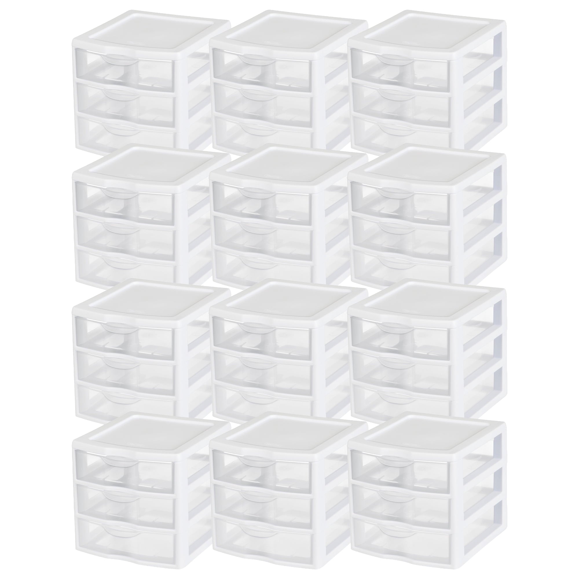 3 Drawer Clear Storage Bin, Desktop Drawer Storage Container, White