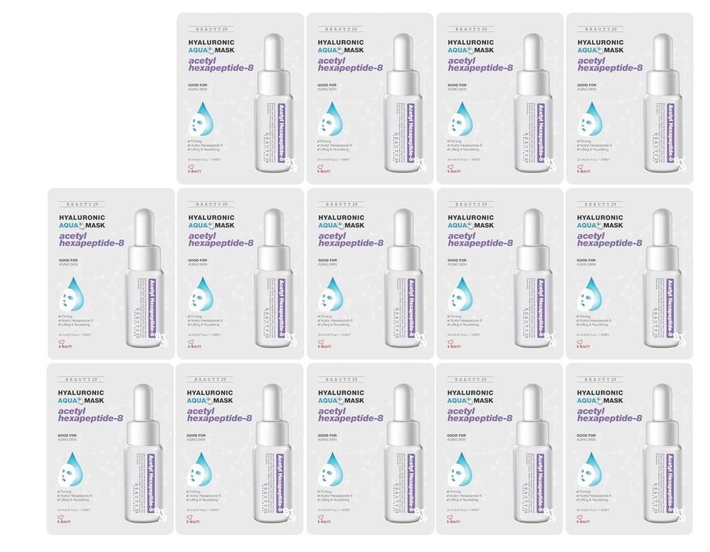 BEAUTY29 Hyaluronic Aqua Plus Essence Full Face Facial Sheet Mask 14 Sheets - 2 WEEKS SET