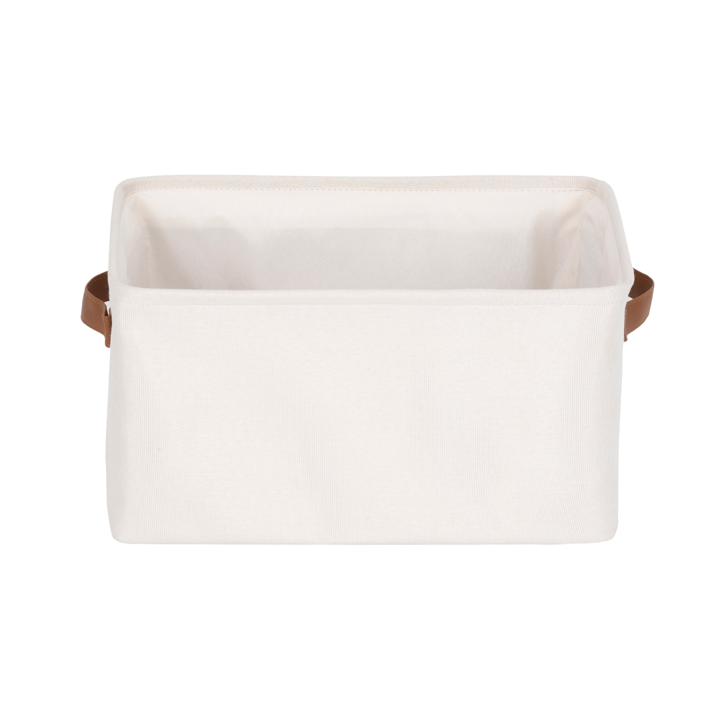 Natural Canvas Fabric Decorative Storage Basket with Handles, 15 in x 8 in x 11 in