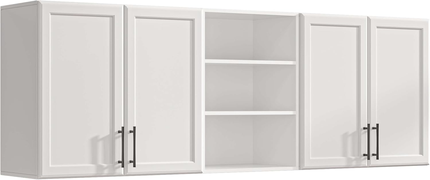 FIMELLO 62.8 ''W X 11''D X 21.7''H Wall Cabinets for Laundry Room, Wooden Kitchen Cabinet, Floating Wall Cabinets, Hanging Wall Cabinet for Laundry, Kitchen, White