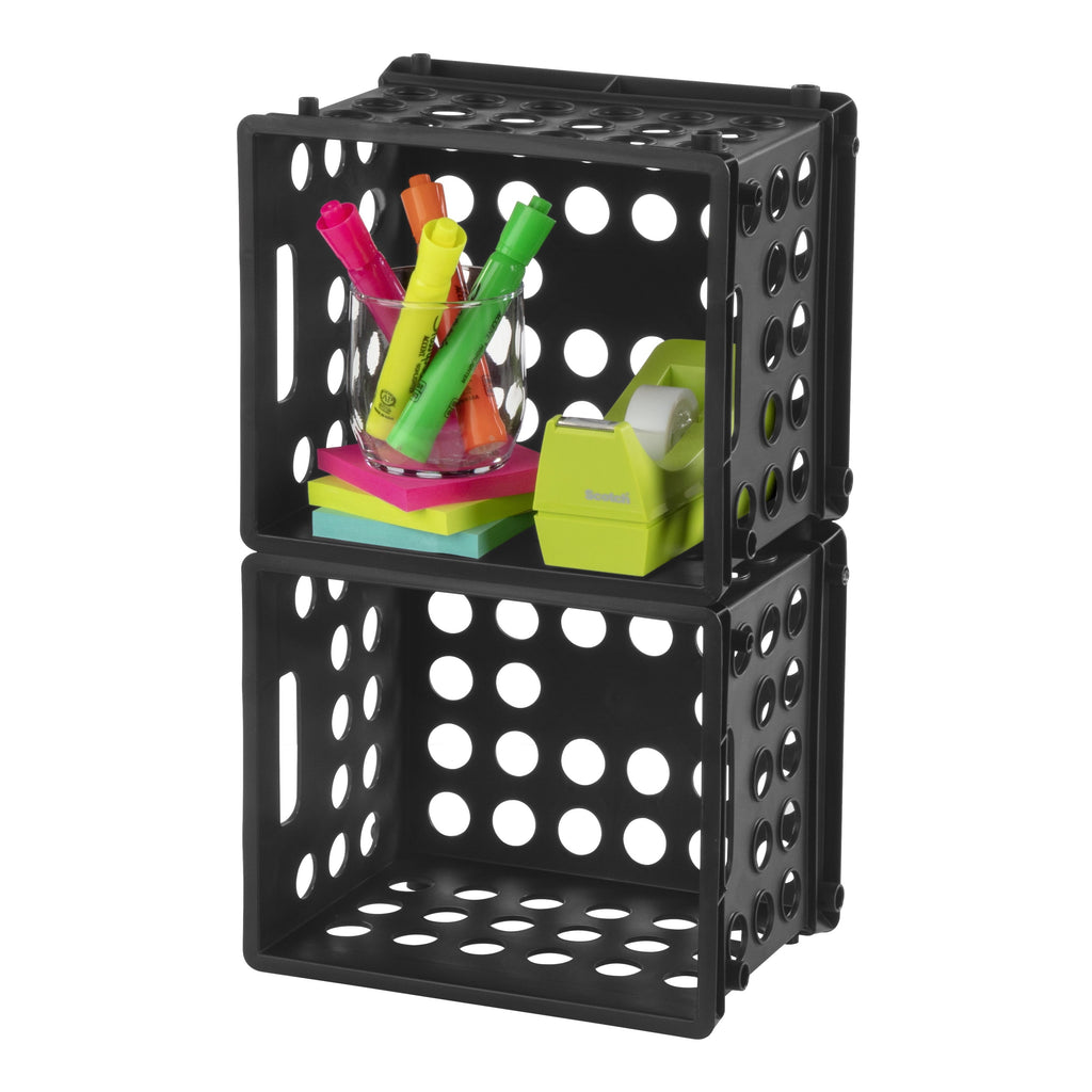 Mini Crate, Plastic Storage Bin, Black