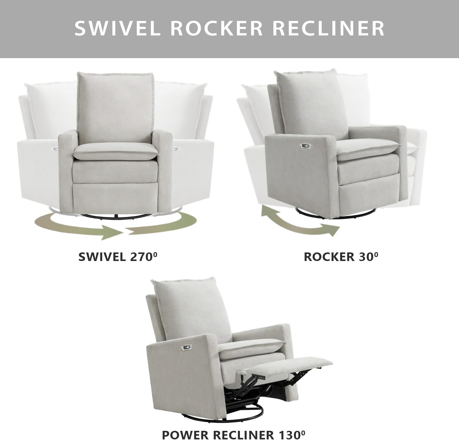 Oxford Baby Uptown Power Recliner/Glider, Sand