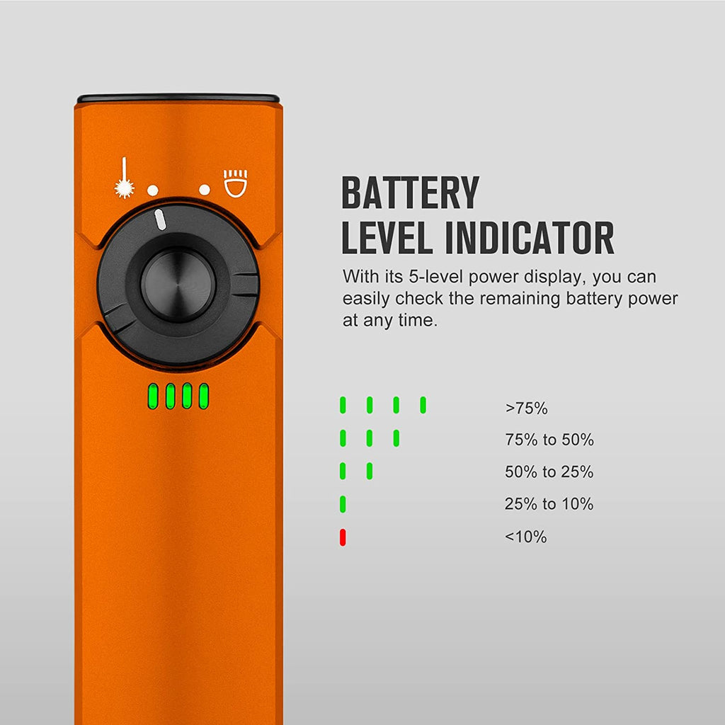 Arkfeld EDC Flat Flashlight, 1000 Lumens LED Light with Green Beam, Rechargeable Battery, Orange