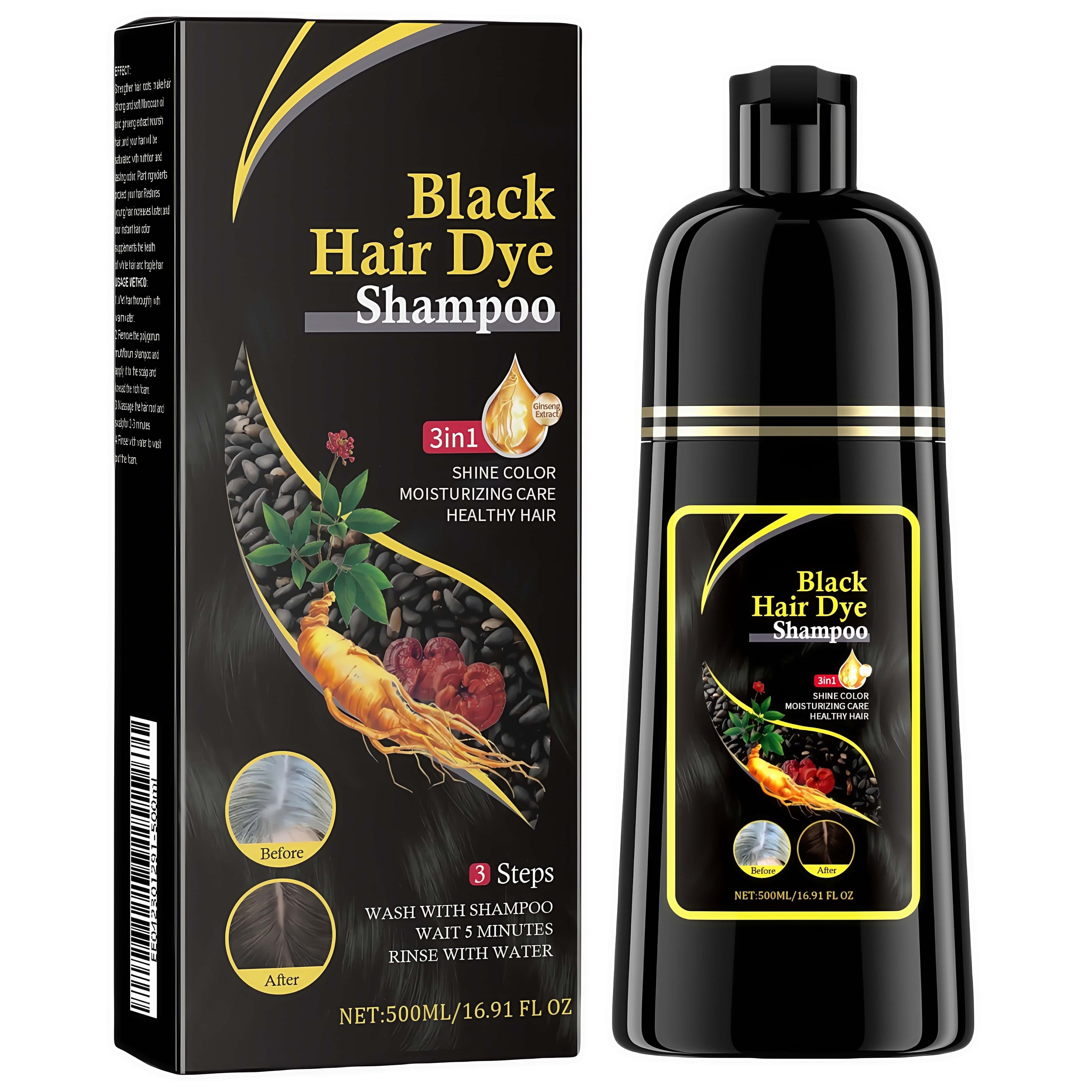 Black Hair Shampoo Organic Natural Plant Hair Dye Plant Essence Permanent Black Hair Color Dye Shampoo for Women Men Cover Gray White Hair
