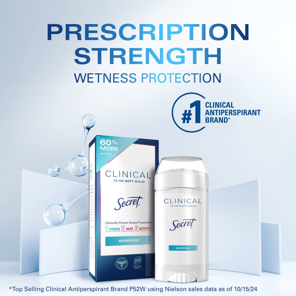 Clinical Antiperspirant Deodorant for Women, 100HR Sweat & Odor Protection, Hyaluronic Acid, Soft Solid, Light&Fresh, 2.6 oz