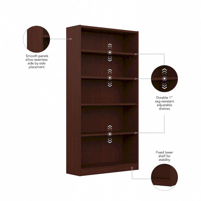 Universal Tall 5 Shelf Bookcase Storage by Bush Furniture