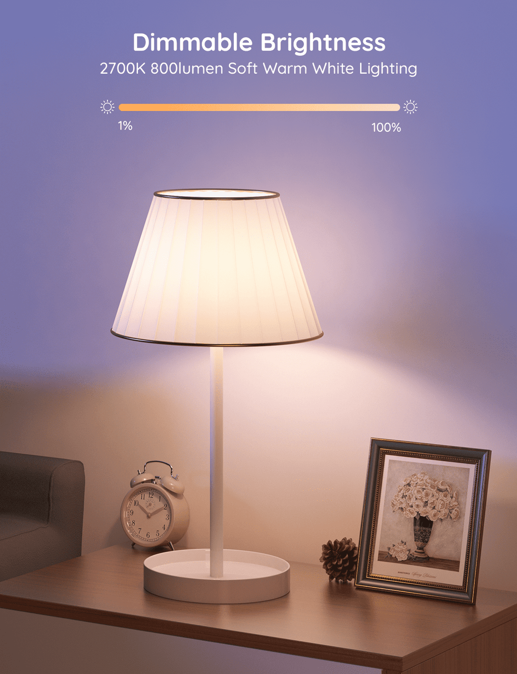 800LM White Light Smart Bulb,Support,Google Assiatant, Home App, 2 pack