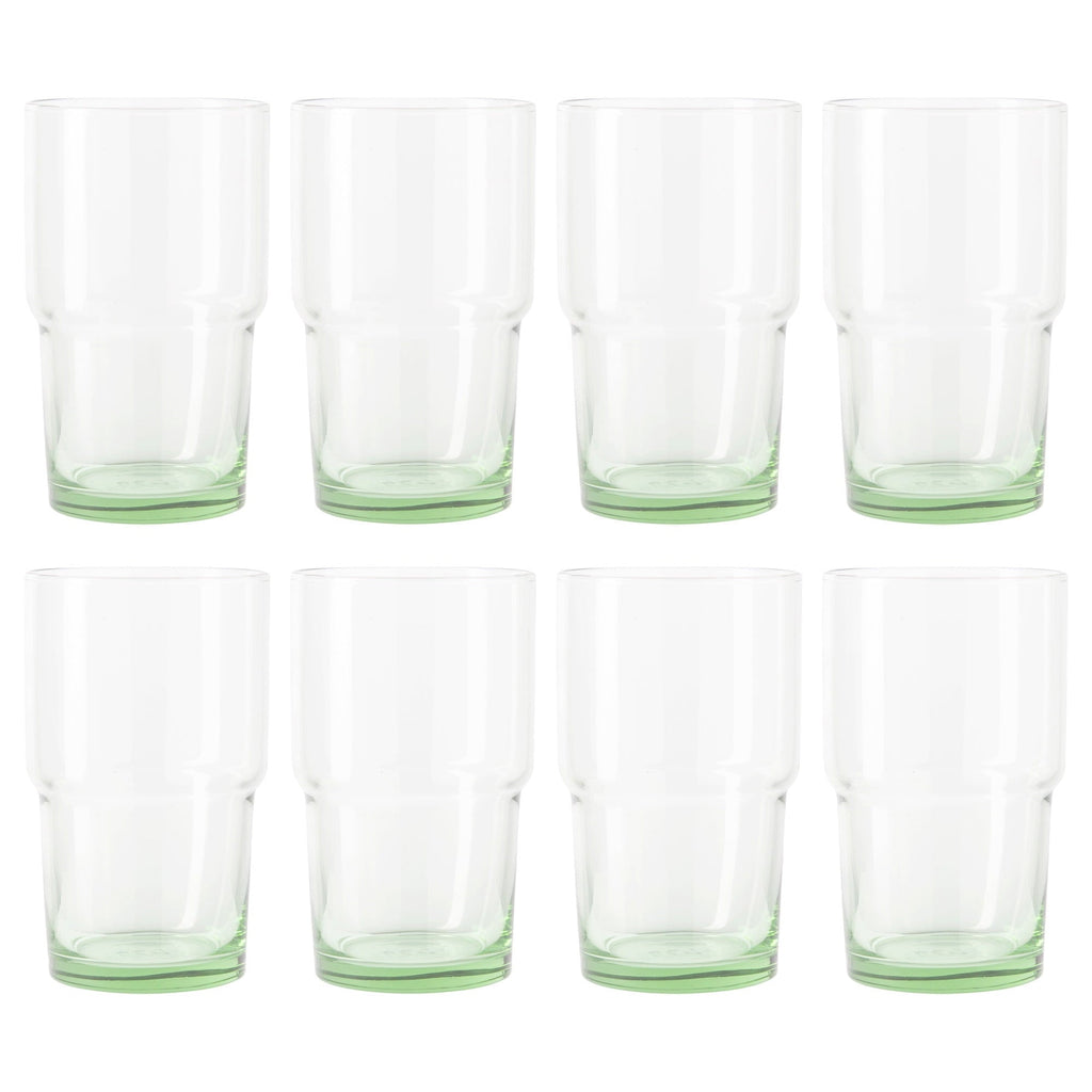 Better Homes & Gardens Clear Green Glass, Glassware, 8 Pack, 15 oz