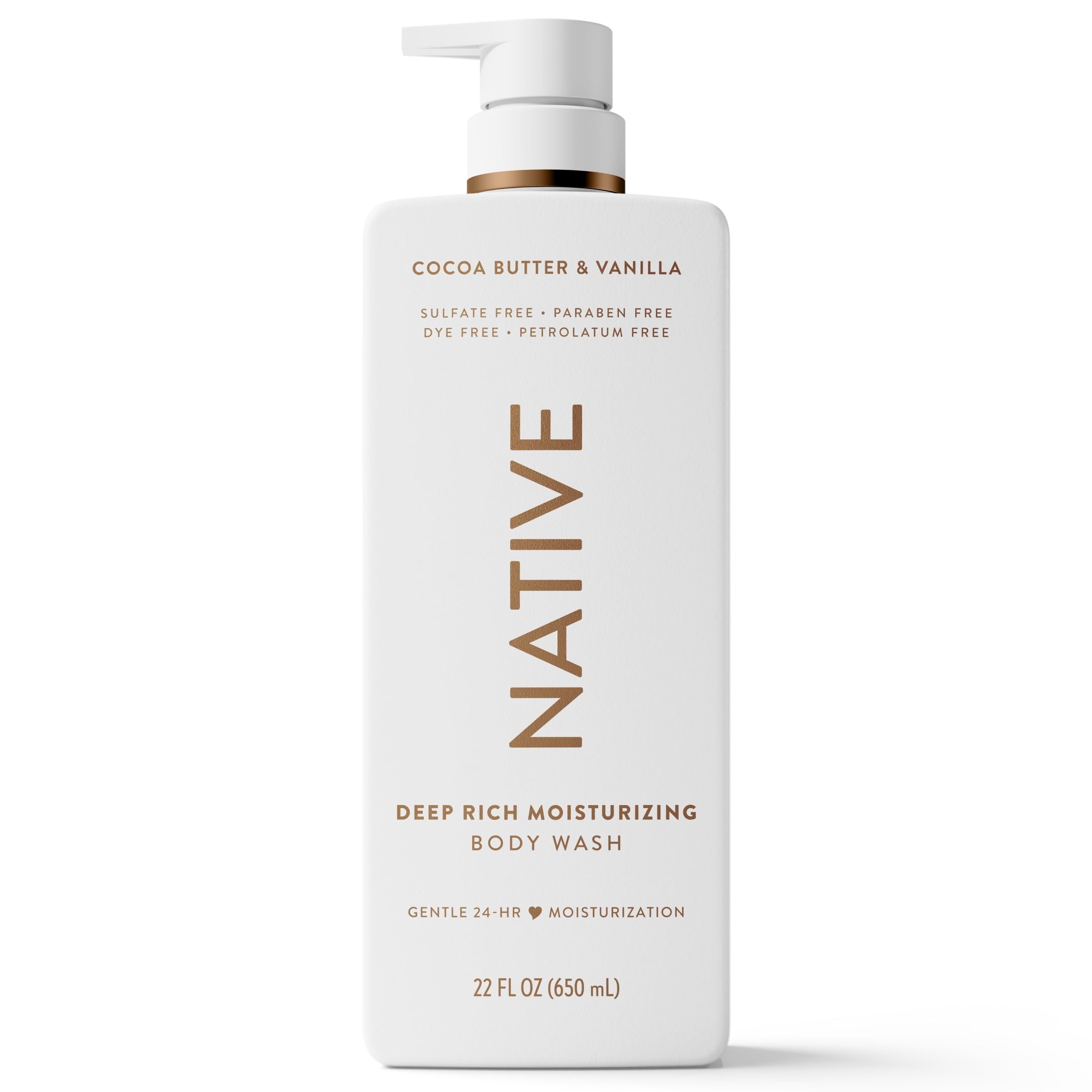 Moisturizing Body Wash, Cocoa Butter & Vanilla, Sulfate Free, 24hr Moisturization with Shea Butter, for Women & Men for Dry Skin, 22 fl oz