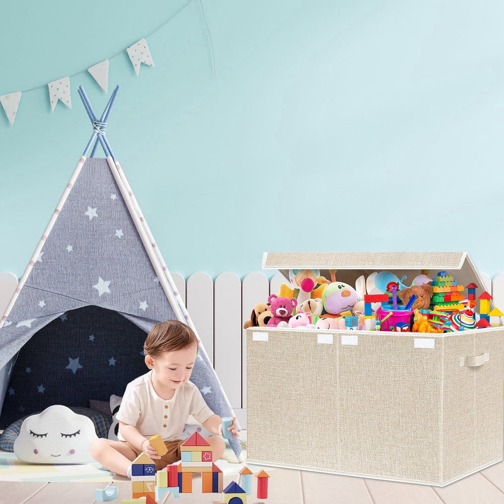 Large Toy Box for Girls,Toy Chest for Kids -Collapsible Toy Storage Organizer with Lid Toy Bin Storage Organizer for Nursery, Playroom, Bedroom , Closet, Living Room, Kindergarten (Pink)