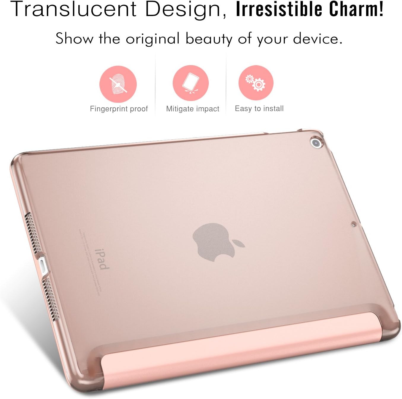 MoKo Case Fit 2018/2017 iPad 9.7 5th / 6th Generation - Slim Lightweight Smart Shell Stand Cover with Translucent Frosted Back Protector Fit Apple iPad 9.7 Inch 2018/2017, Rose Gold(Auto Wake/Sleep)