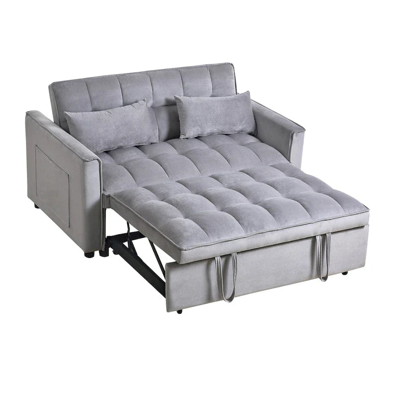 Modern Velvet Futon Loveseat with Reclining Backrest & Pockets, Seats 2 ?Dark Gray / Light Gray / Blue / Black