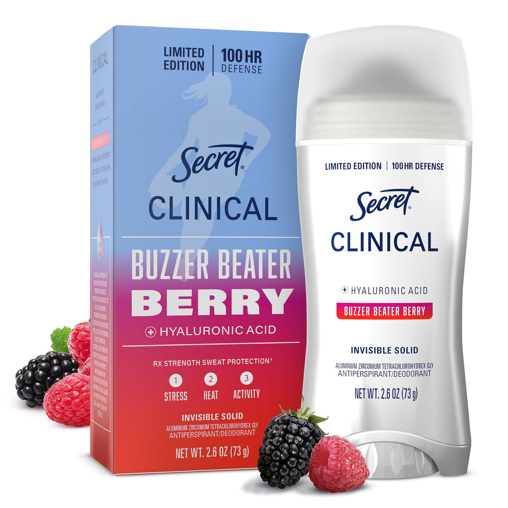 Clinical Strength 100HR Hyaluronic Acid Antiperspirant Deodorant for Women, Invisible Solid, Paige Bueckers Buzzer Beater Berry, 2.6 oz