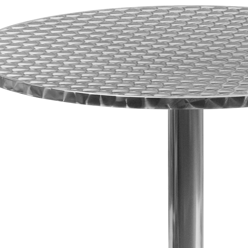 27.5 Round Aluminum Smooth Top Indoor-Outdoor Table with Base