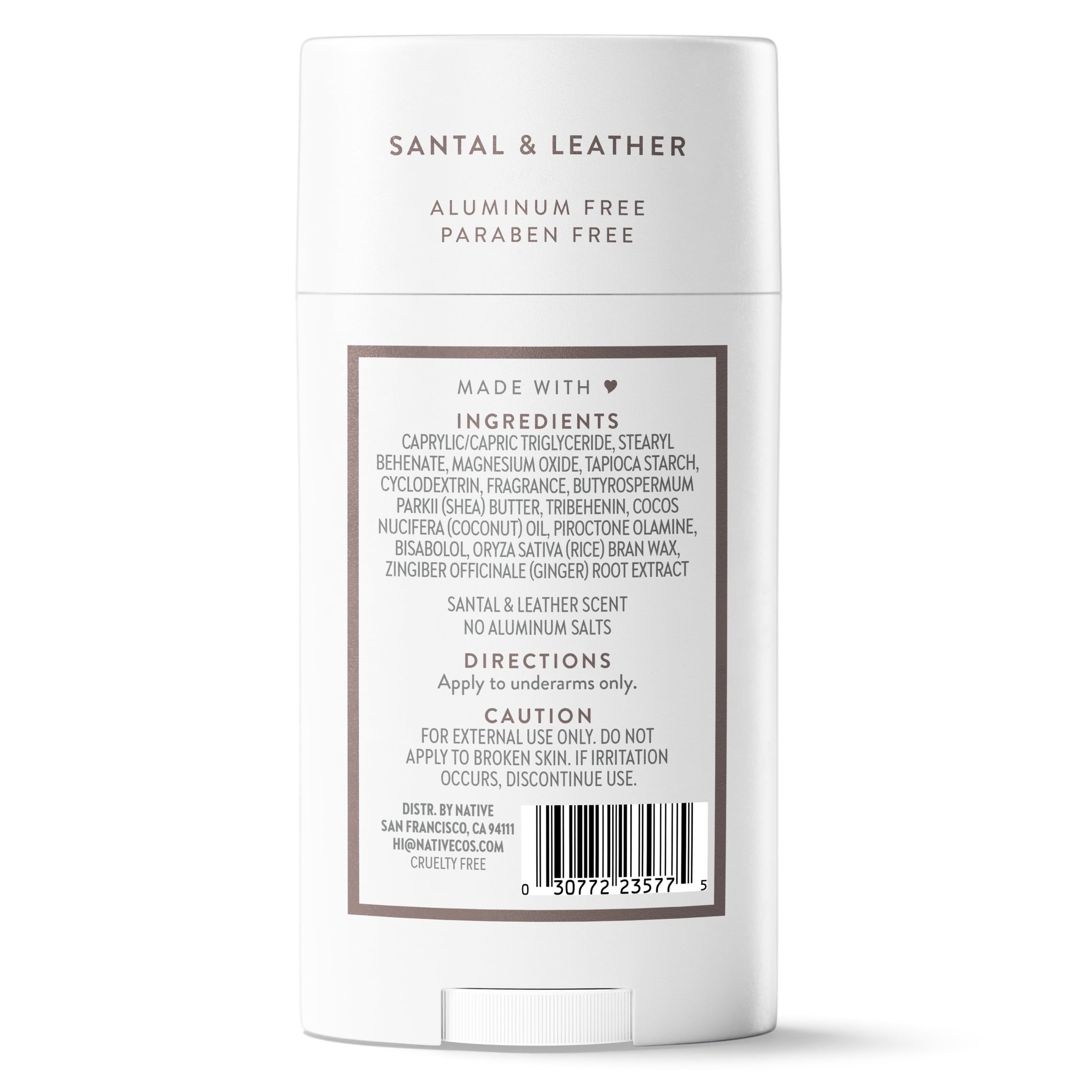 Aluminum Free Deodorant For Men, 72 Hour Solid Deodorant Stick, Santal & Leather, 2.65oz