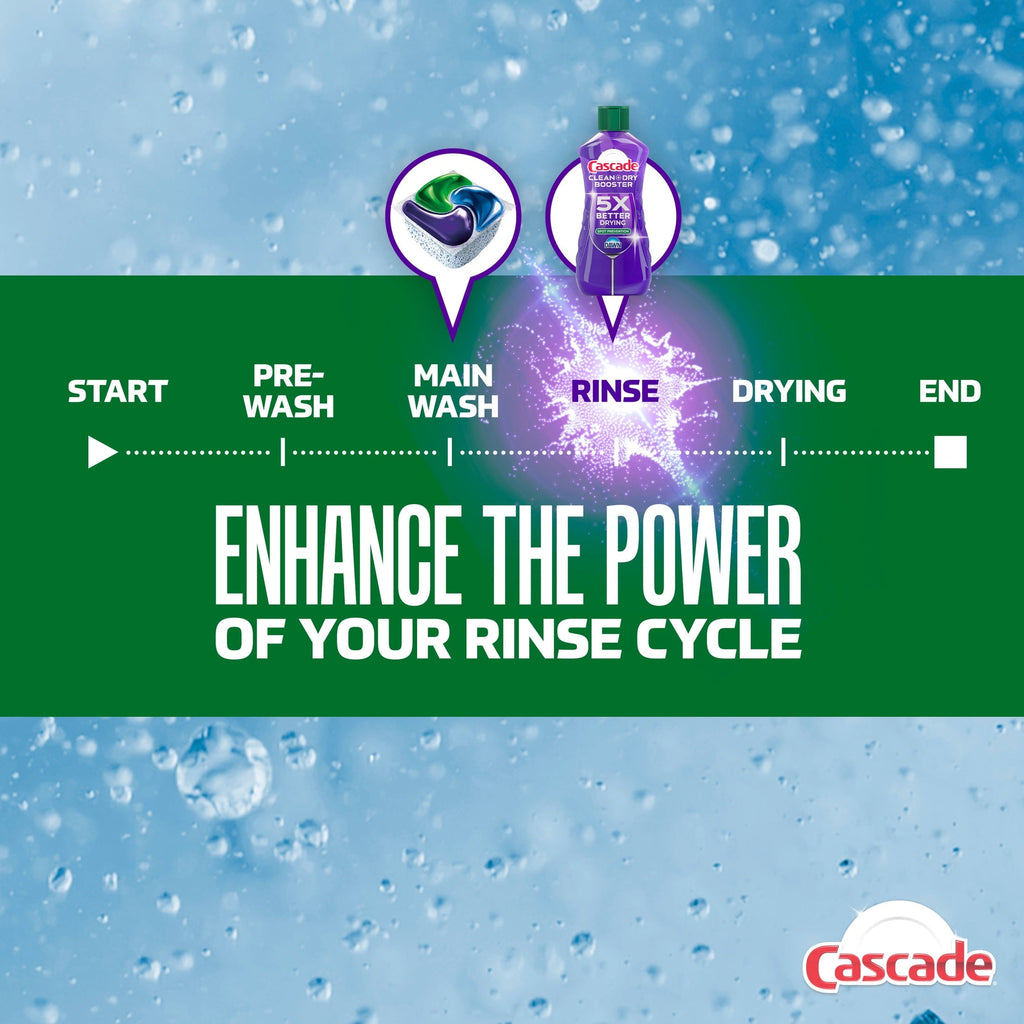 (4 pack) Cascade Rinse Aid Clean & Dry Booster, 8.45oz