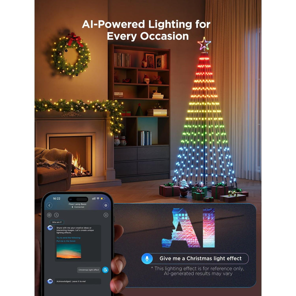 Christmas Cone Tree Lights 7.5ft 316LEDs with 66 Scene Modes, IP65 Waterproof for Indoor Outdoor Xmas Decor, Remote Control, Dimmable