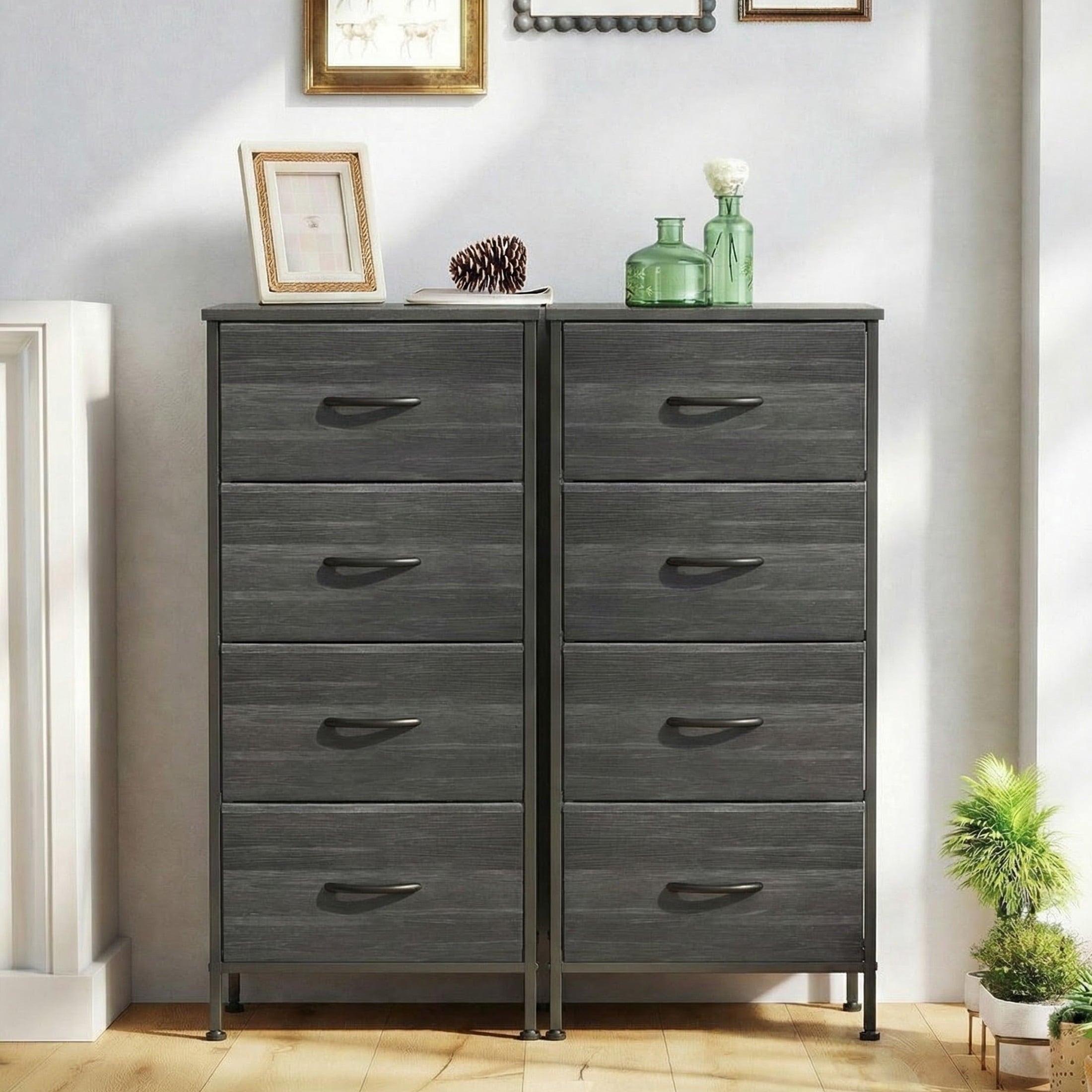 9 Drawers Fabric Dresser for Bedroom, Drawer Organizer Storage Cabinet for Closet, Clothes, TV Stand, Light Gary
