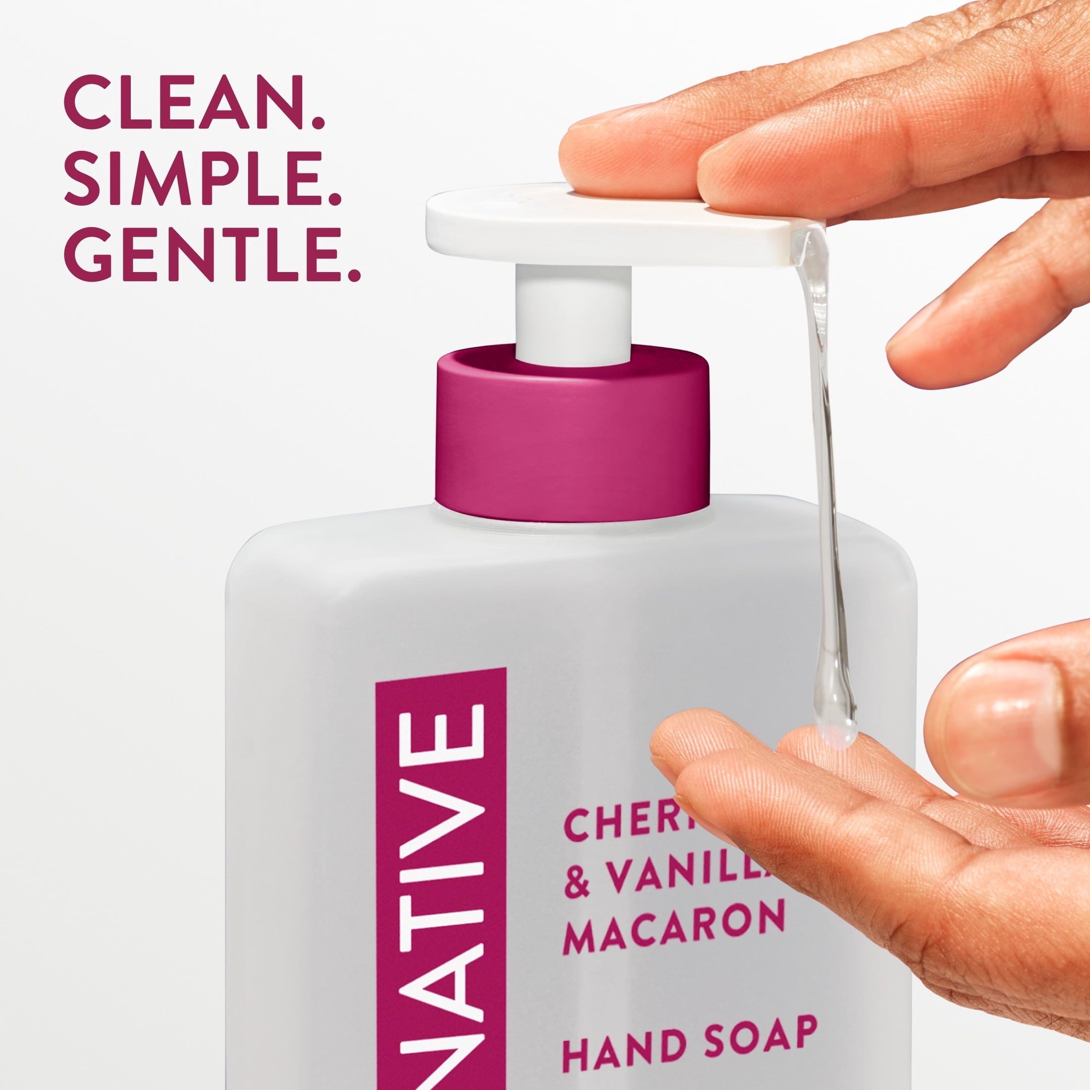 Liquid Hand Soap, Cherry & Vanilla Macaron, Non-drying, Naturally Derived Cleansers, Sulfate Free, 13 fl oz