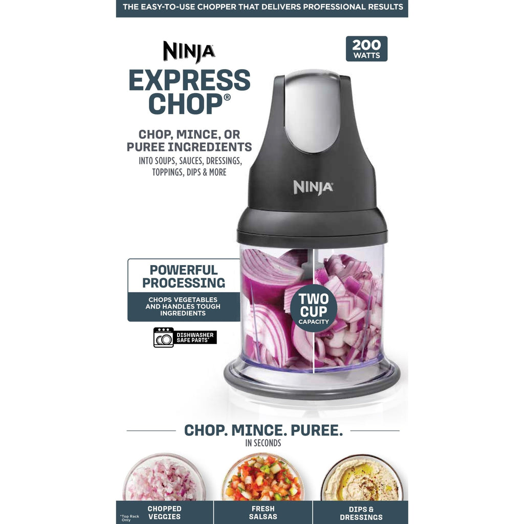 Express Chop 2-Cup Food Processor, Mince, Puree, One-Touch, Base, , NJ100WM Black