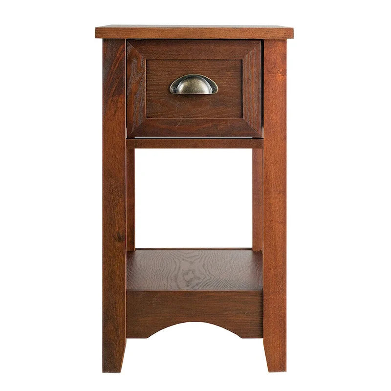 Gymax Set of 2 Contemporary Side End Table Compact Table w/ Drawer - 13 X 22 X 23 (L X W X H)