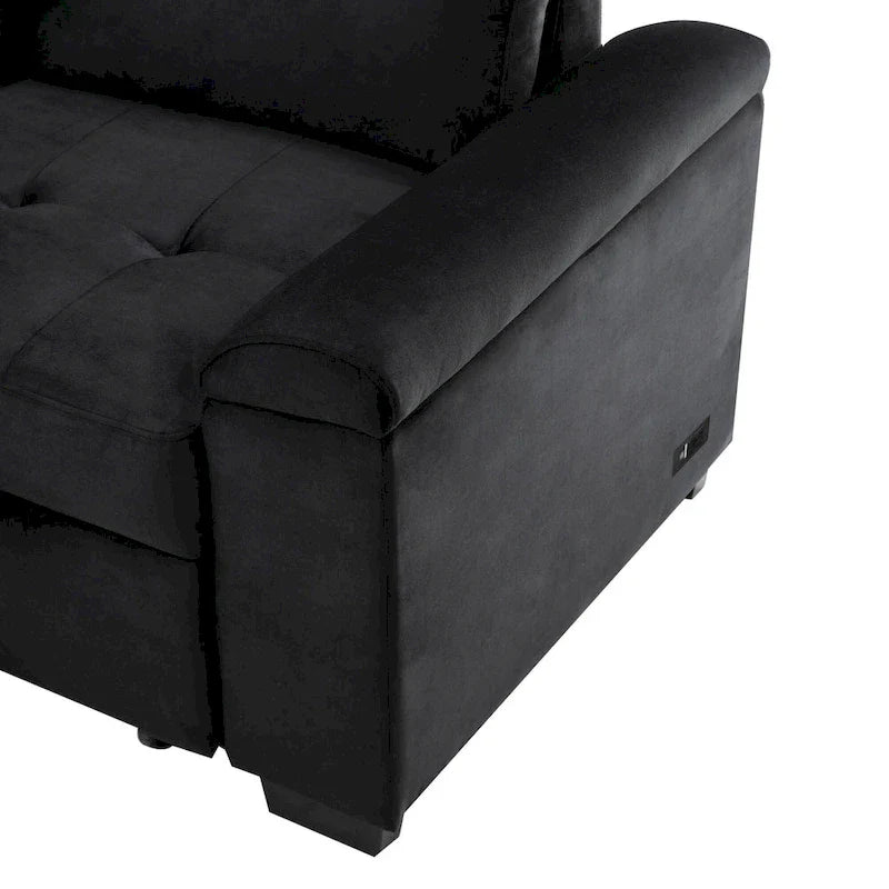 84.75 L-Shaped 5-Seat Sleeper Sectional Sofa with Storage Ottoman, Hidden Arm Storage, and USB Charging for Living Room