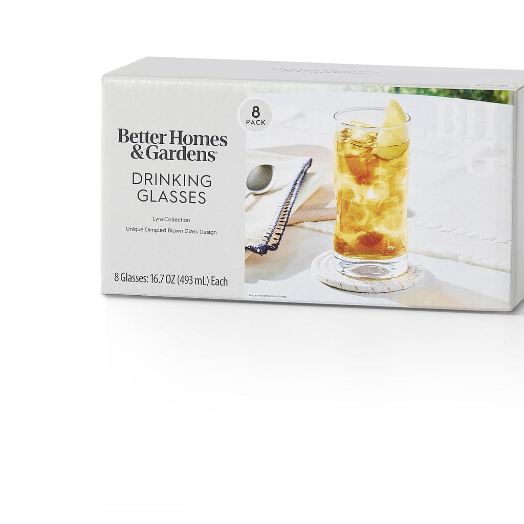 Better Homes & Gardens Lyra Glass Drinkware Set, 16.7 oz, 8-Piece