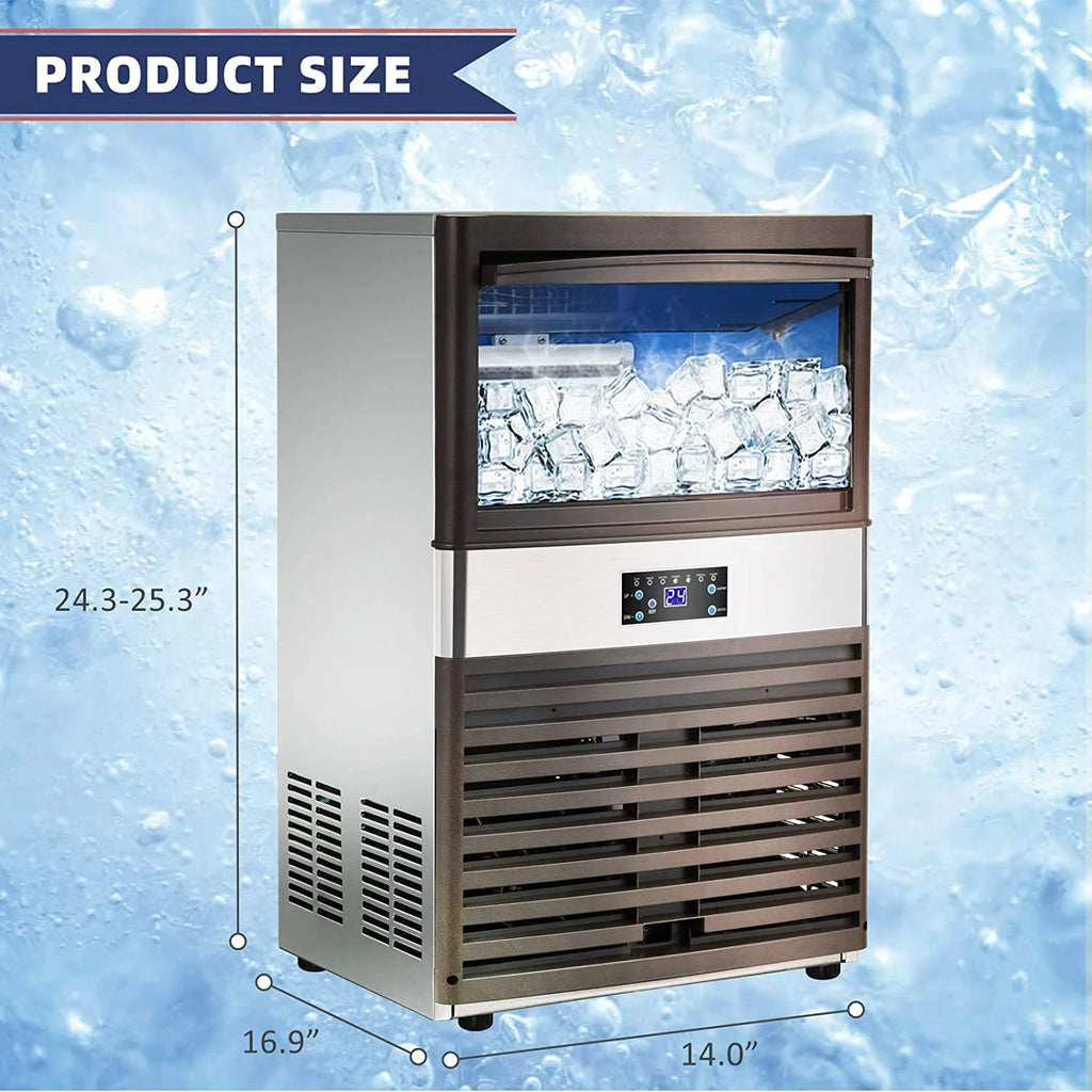 YUTGMasst Commercial Ice 110LBS/24H Stainless Steel Free-Standing Ice Machine Maker Air Cooling Ice