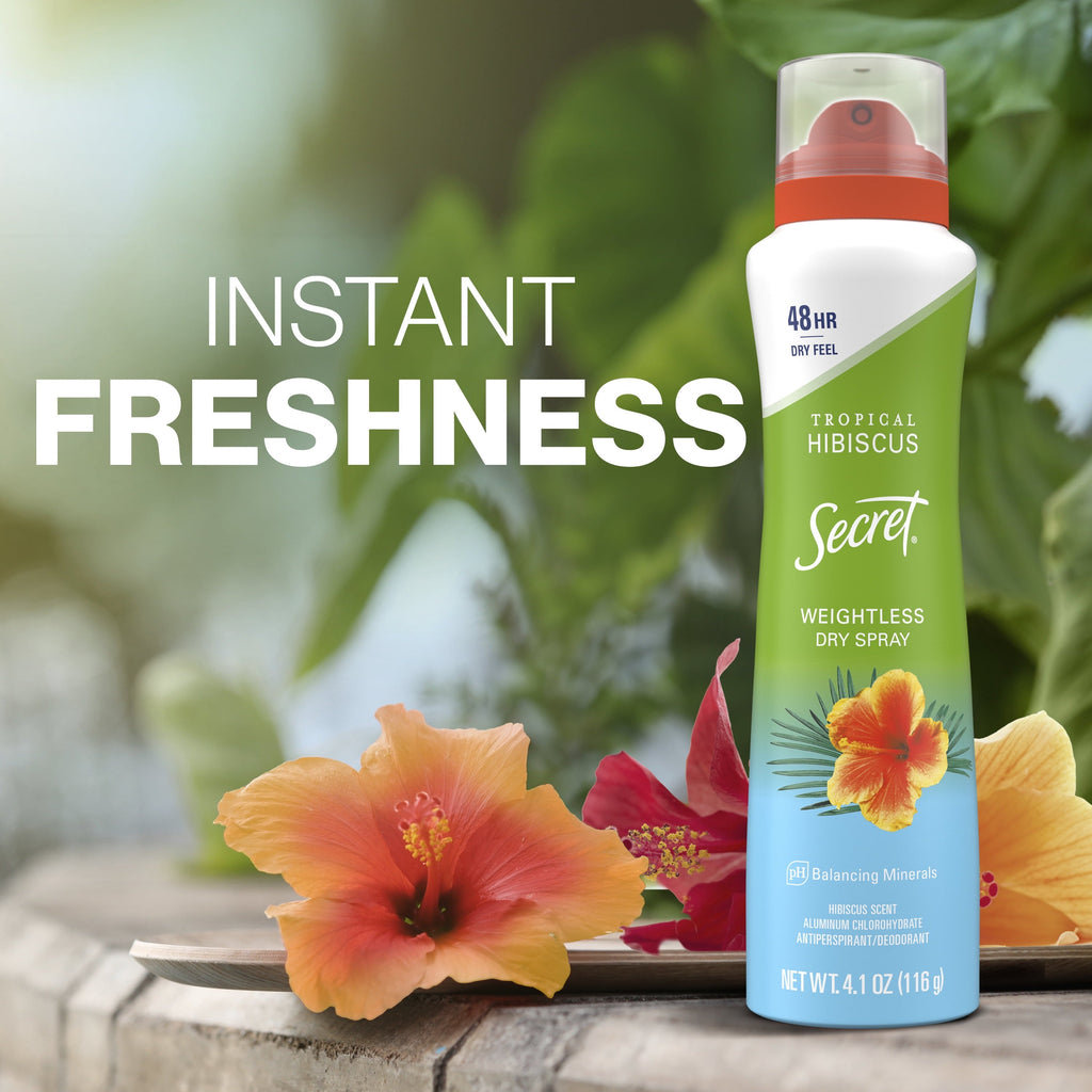 Dry Spray Antiperspirant Deodorant for Women, Tropical Hibiscus, 4.1 oz