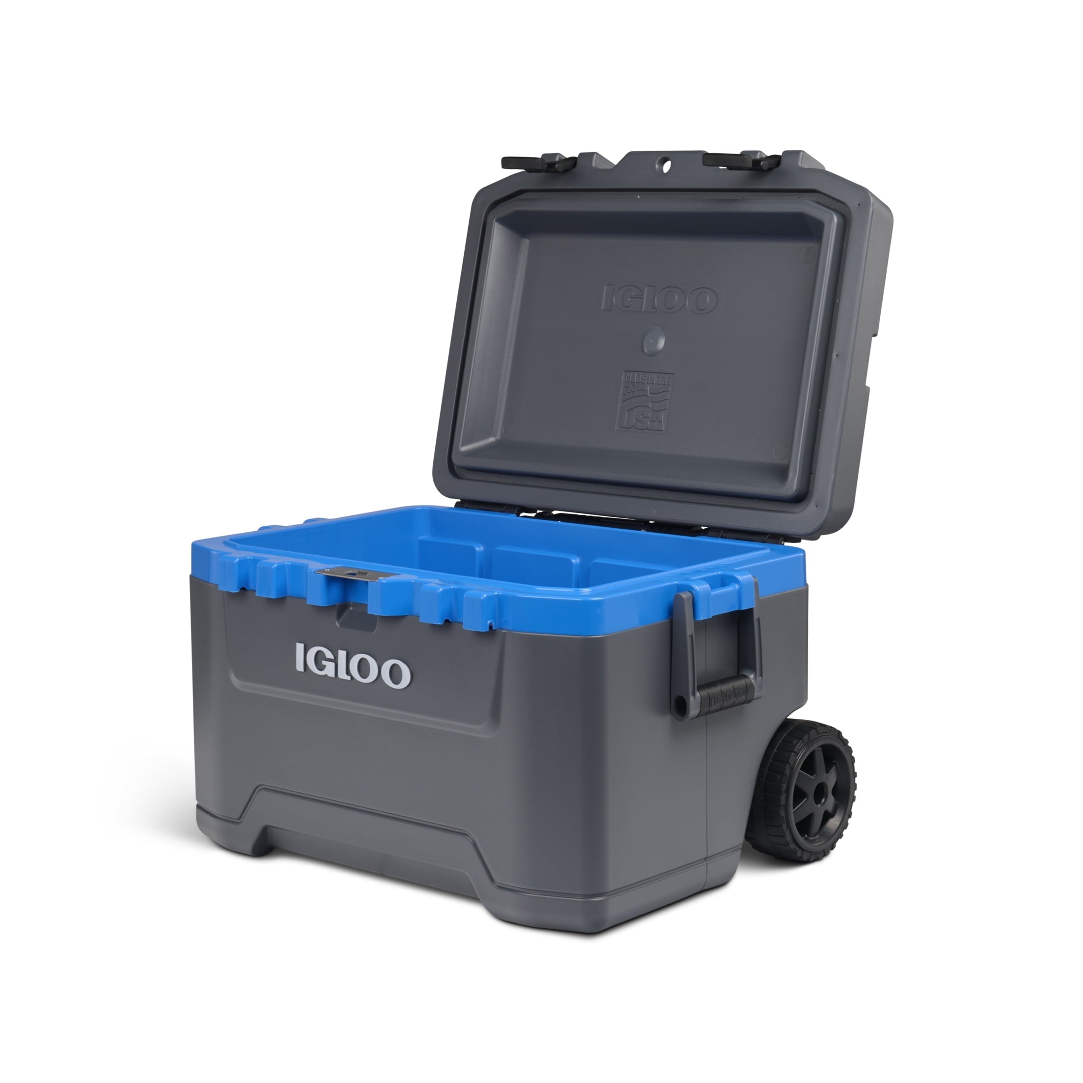 52 QT Overland Ice Chest Cooler with Wheels, Gray and Blue