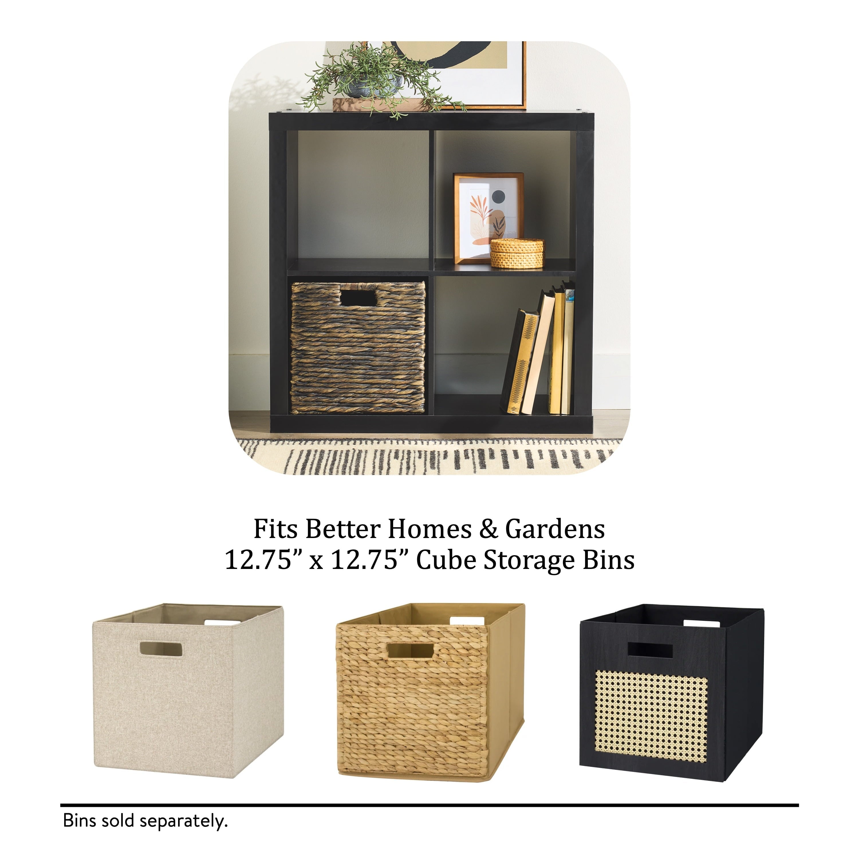 Better Homes & Gardens 4 Cube Storage Organizer, White Texture