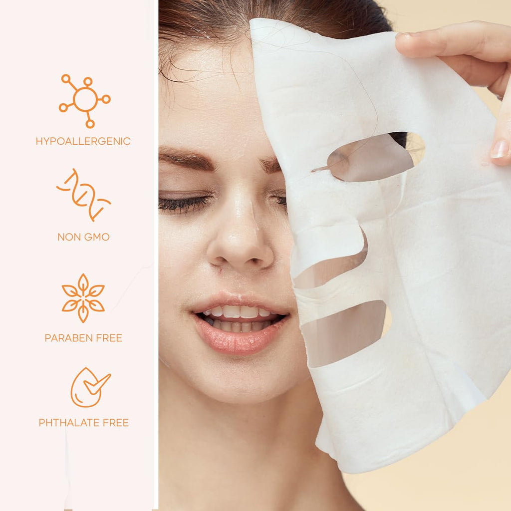 11 Pack Fruit Moisturizing Facial Mask Sheet, Rich in Fruit Essence Face Mask to Brighten and Hydrate Dull Skin