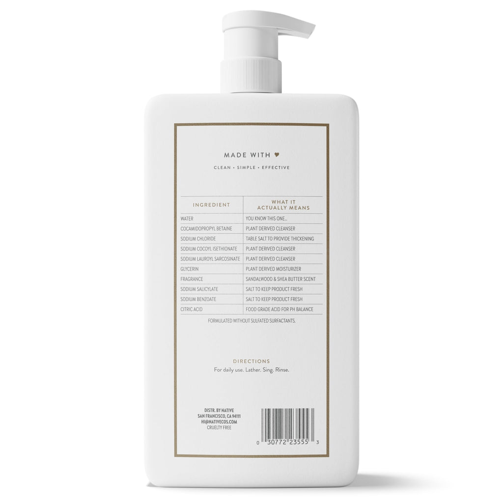 Body Wash, Sandalwood & Shea Butter, Sulfate Free, Naturally Derived Ingredients, 24hr Freshness, for Women & Men, 36 fl oz