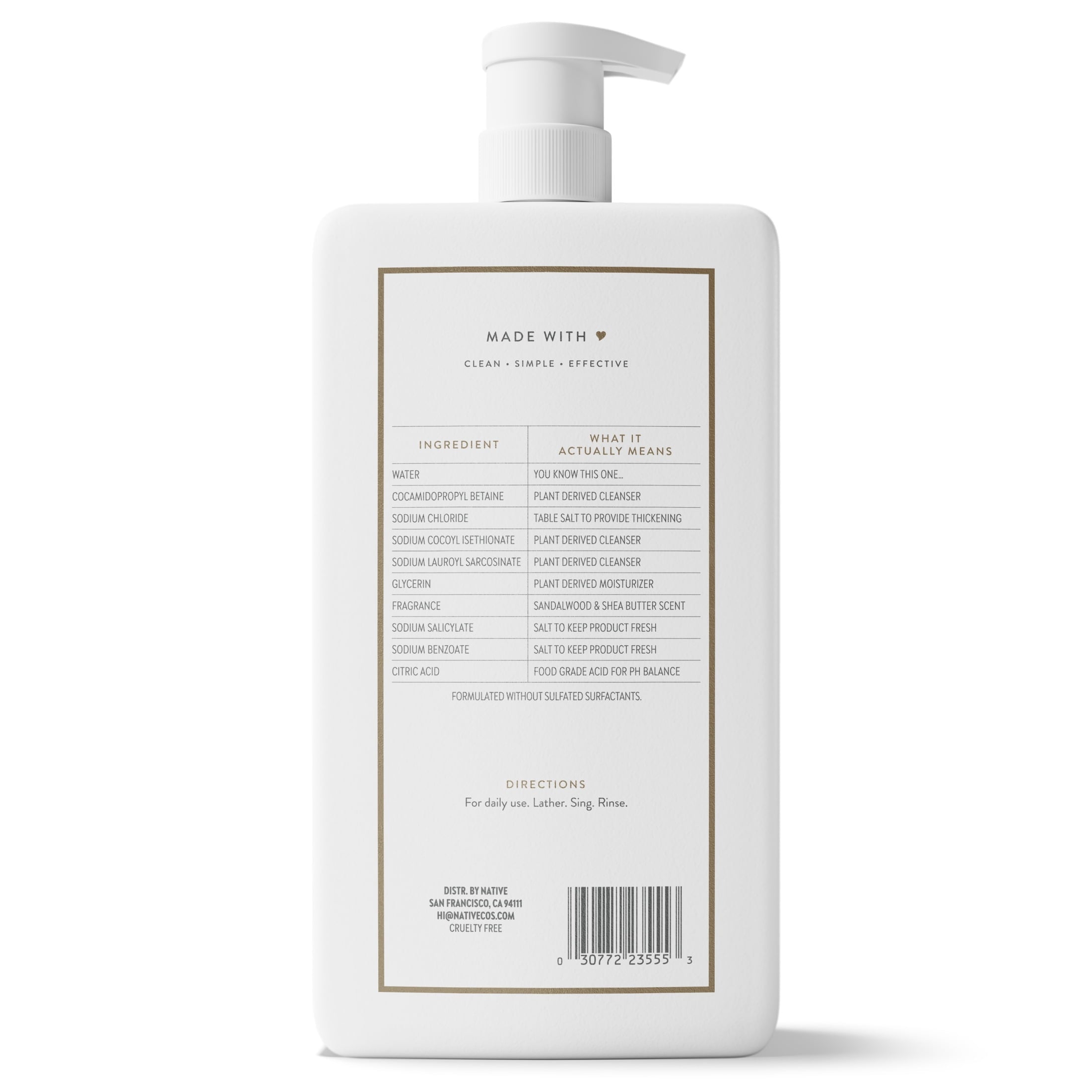 Body Wash, Sandalwood & Shea Butter, Sulfate Free, Naturally Derived Ingredients, 24hr Freshness, for Women & Men, 36 fl oz
