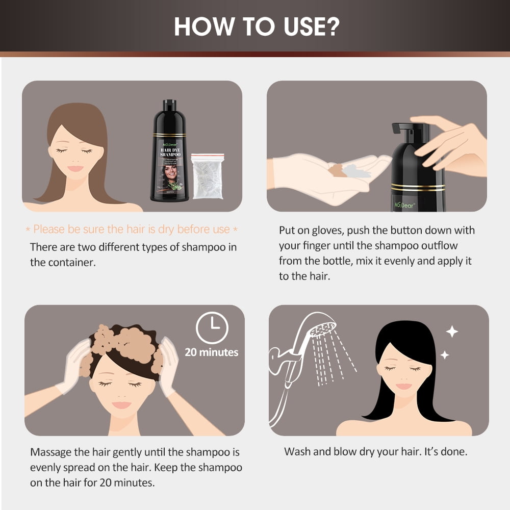 Color Shampoo, Dye Shampoo Coconut Oil Essence Moisturizing 500ml (Coffee)