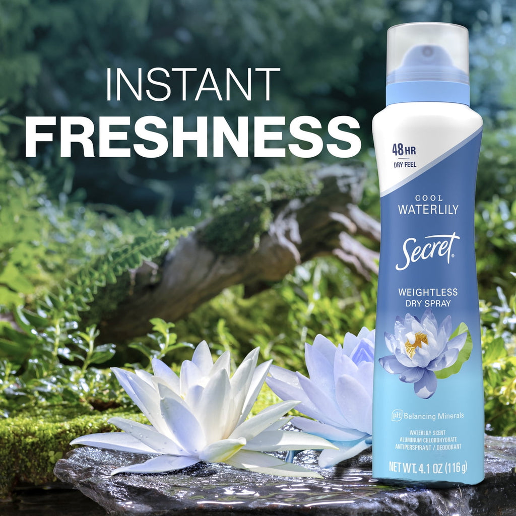 Dry Spray Antiperspirant Deodorant, Waterlily and Argan Oil, 4.1 oz