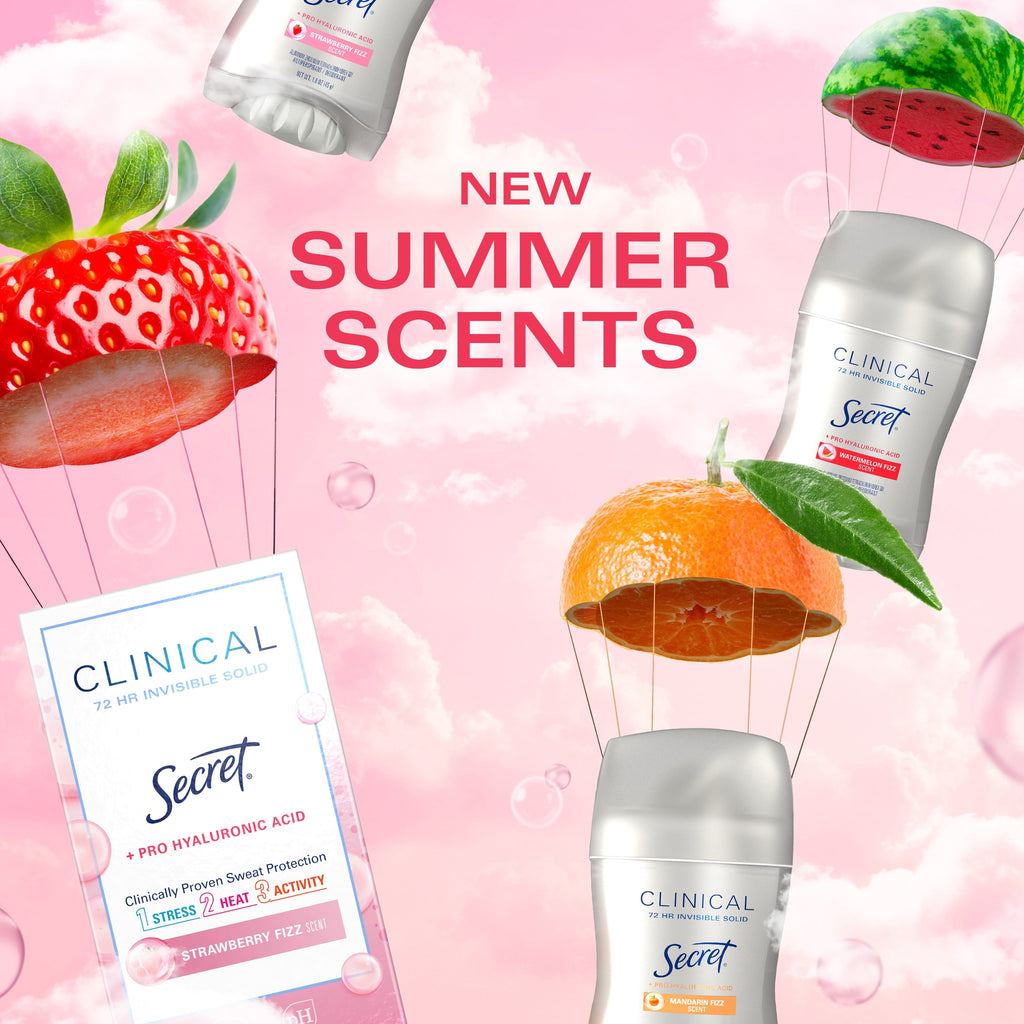 Clinical 72 HR Invisible Solid Antiperspirant Watermelon Fizz with Pro-Hyaluronic Power 1.6 oz