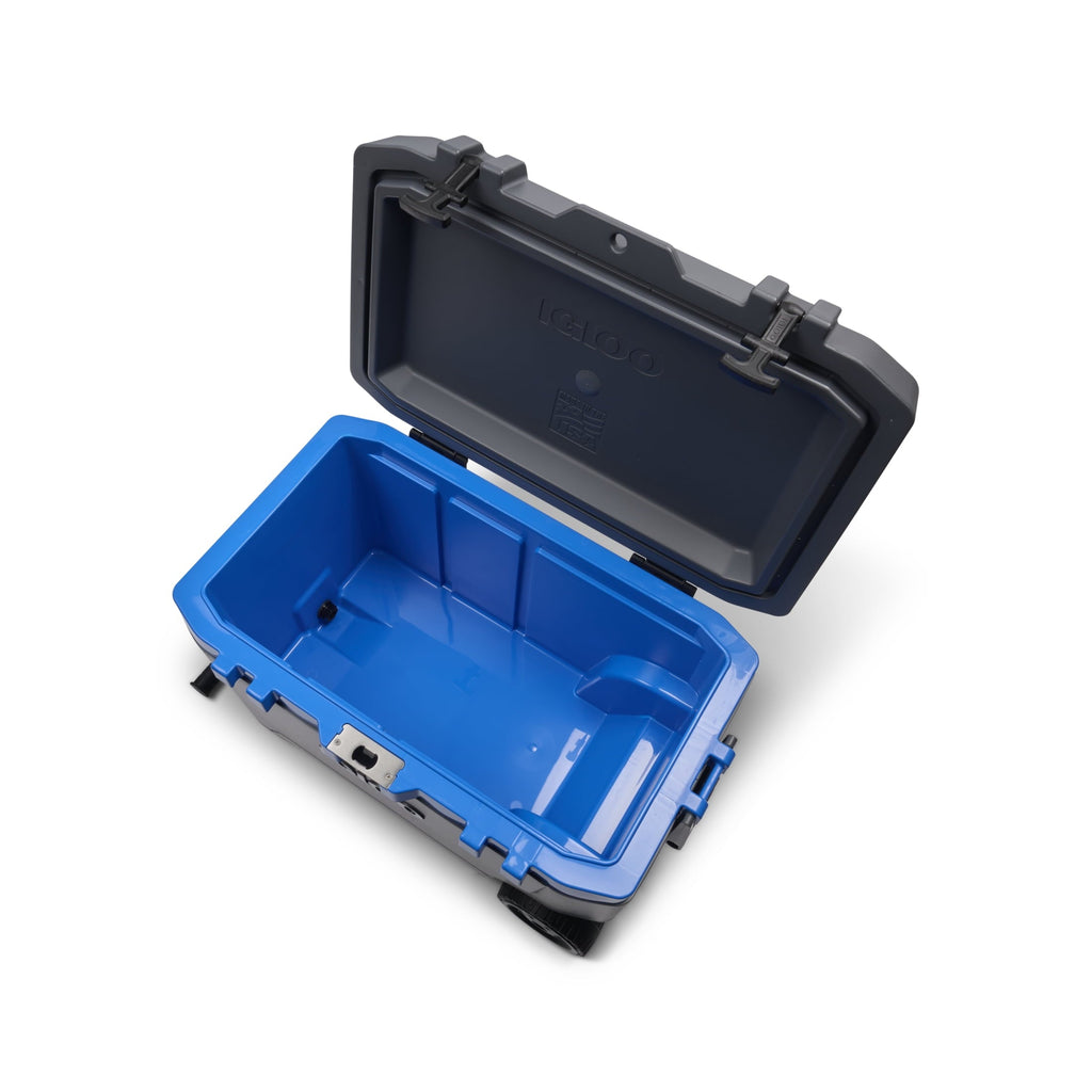 72 QT Overland Ice Chest Cooler with Wheels, Gray and Sneaky Blue