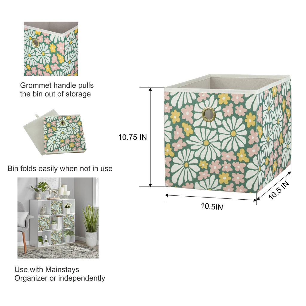 Collapsible Fabric Cube Storage Bin, Rich Black