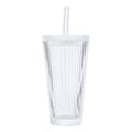 Better Homes & Gardens Glass 21oz Tumbler Ribbed with Glass Lid and Straw