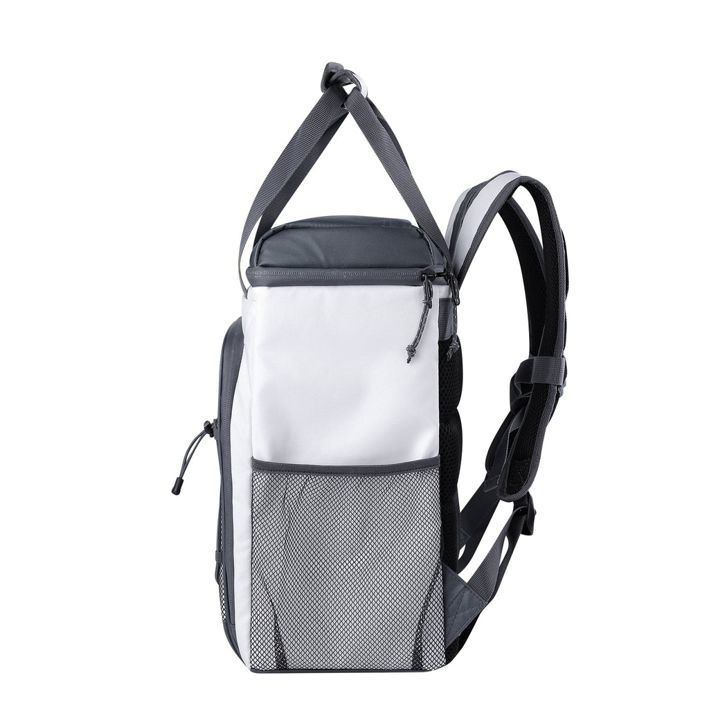 Marine Soft-Side Backpack Cooler, 28 Can Capacity, White and Gray