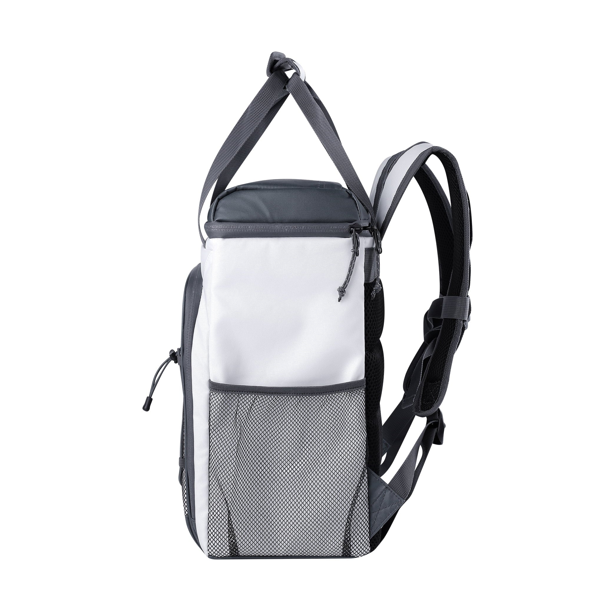 Marine Soft-Side Backpack Cooler, 28 Can Capacity, White and Gray