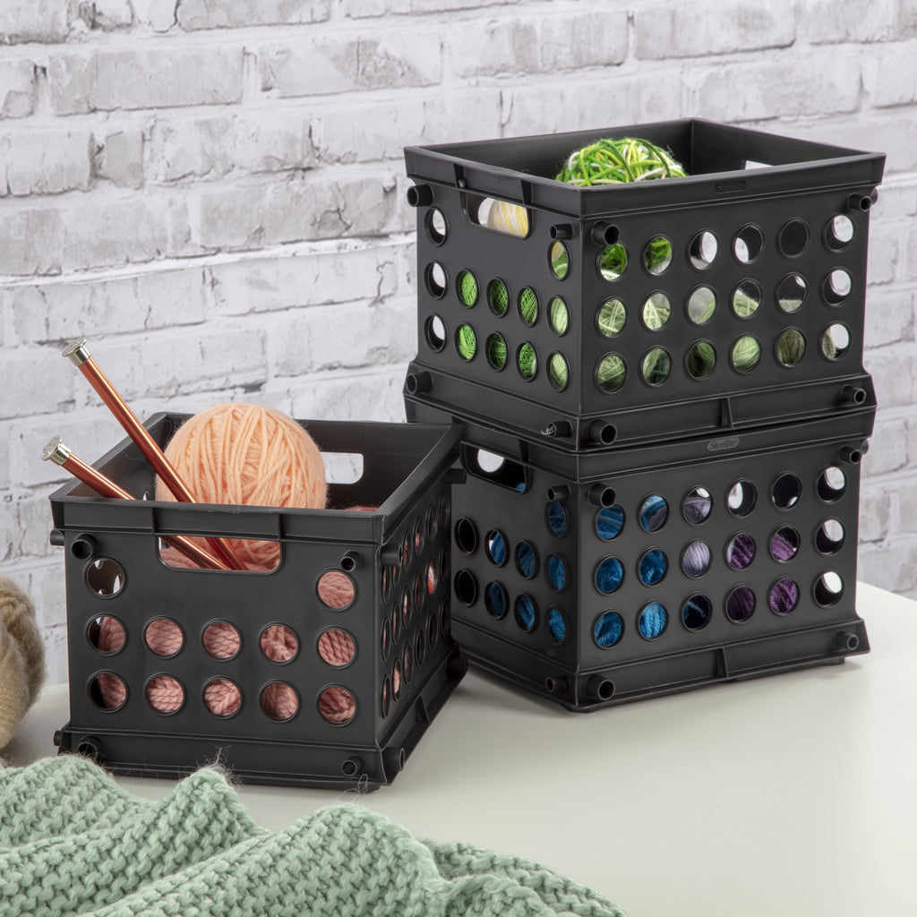 Mini Crate, Plastic Storage Bin, Black