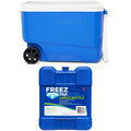 Blue 38 QT Wheelie Cool Hard Sided Cooler with Wheels and Freez Pak Large Ice Pack, 1 Count