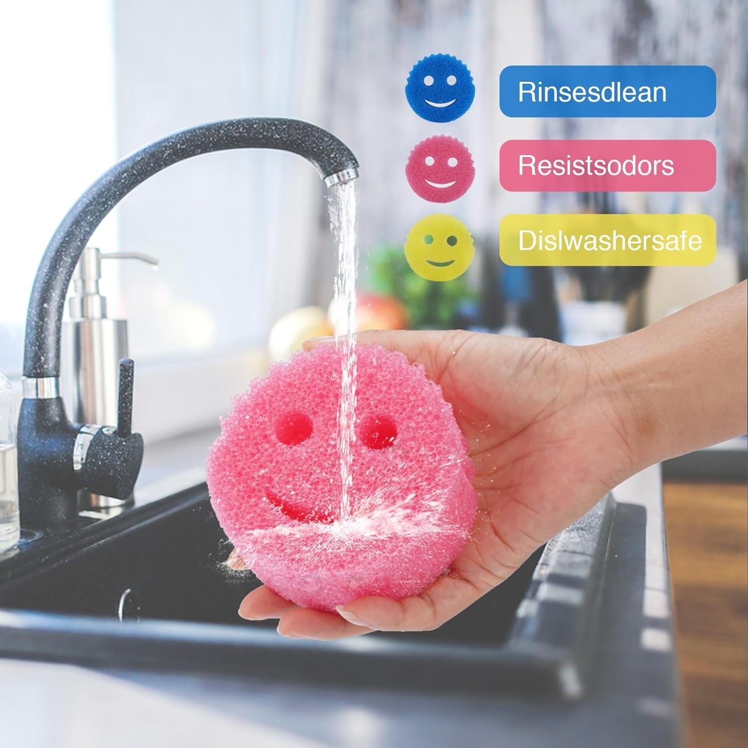 Colors 8 Pack Assorted Colors Scratch-Free Multipurpose Sponge BPA Free & Made with Polymer Foam - Stain & Odor Resistant Kitchen Dish Sponge