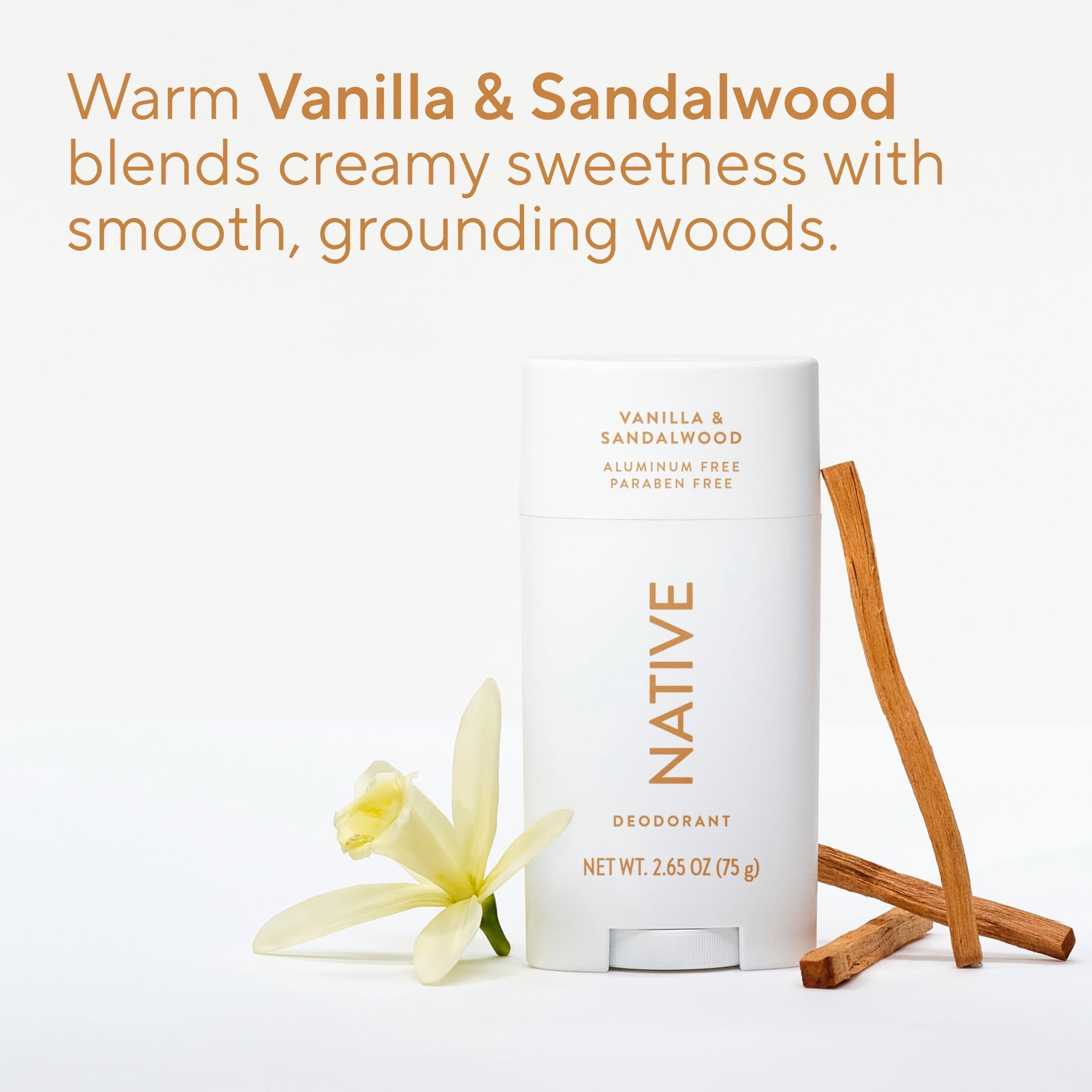 Deodorant, Aluminum Free for Women and Men, Vanilla & Sandalwood, 2.65 oz