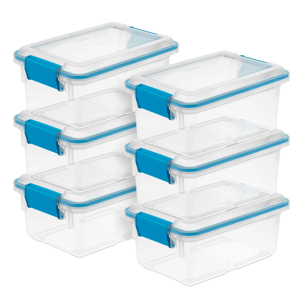 7.5 Quart Clear Plastic Storage Box with Latching Lids, (6 Pack)